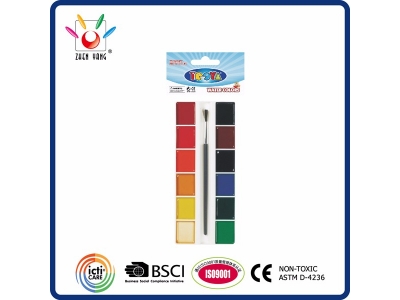 12 Semi Moist Watercolor  Set In Polybag With Hanging Card