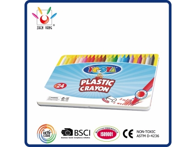 24 Plastic Crayon in Tin Box