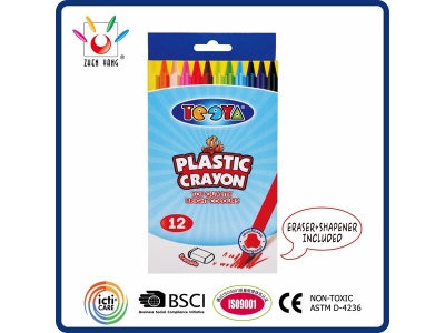12 Plastic Crayon in Color Box
