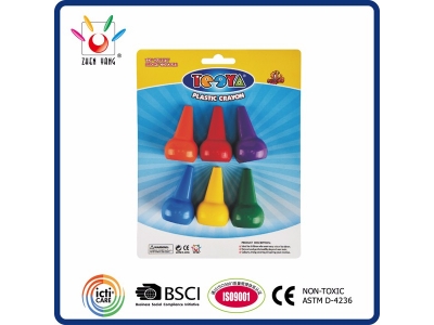 6 Plastic Crayon in Blister Pack