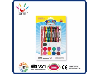 20 Watercolor and Crayon Set In Blister Pack