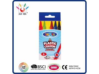 6 Plastic Crayon in Color Box